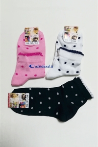Socks Pois Border - sock for girls in polka dot cotton with worked border)